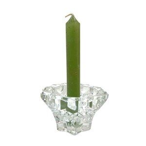 Vintage Crystal Star-Shaped Candle Holder With Green Taper Candle